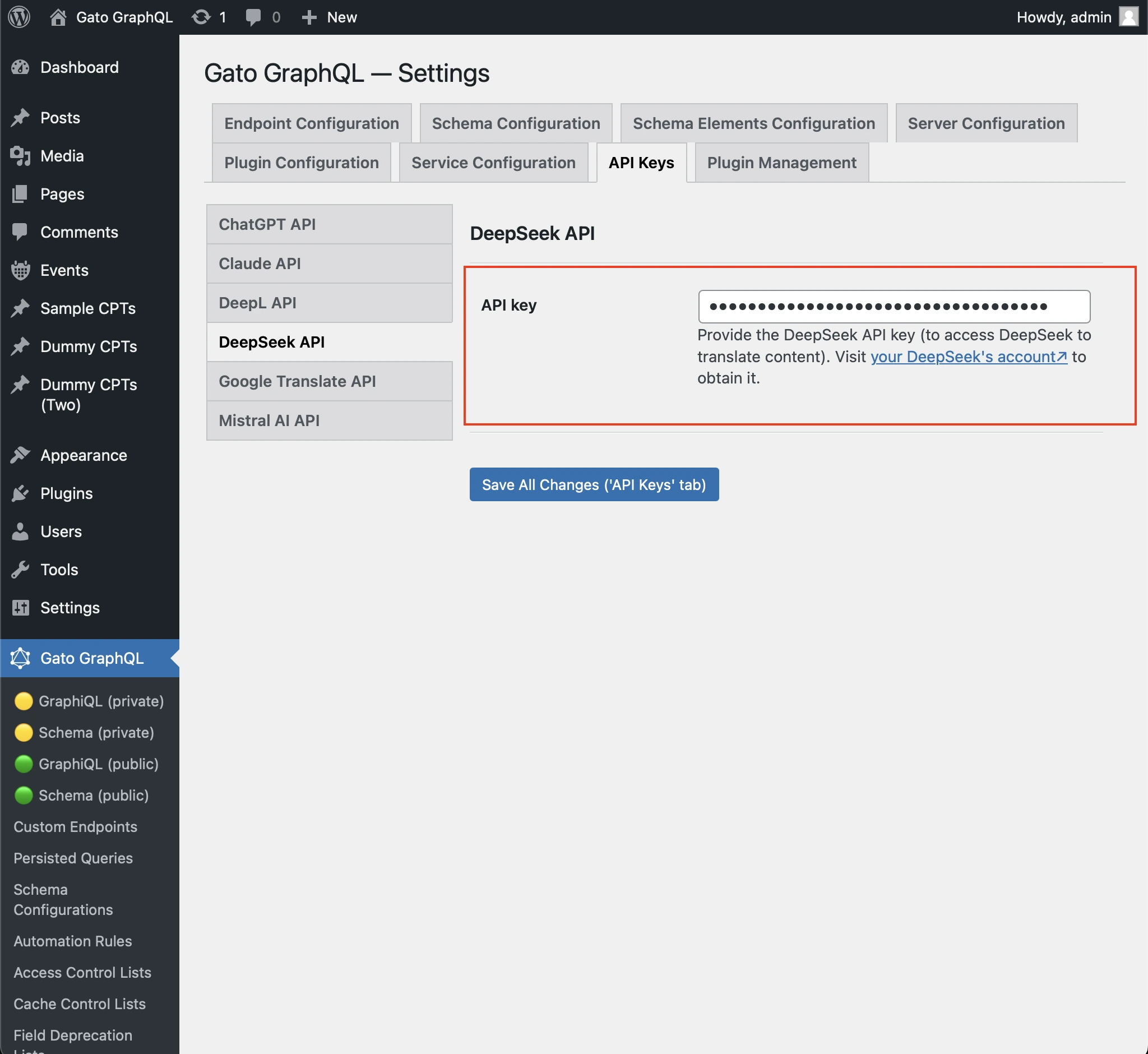 Configurando a chave de API do DeepSeek