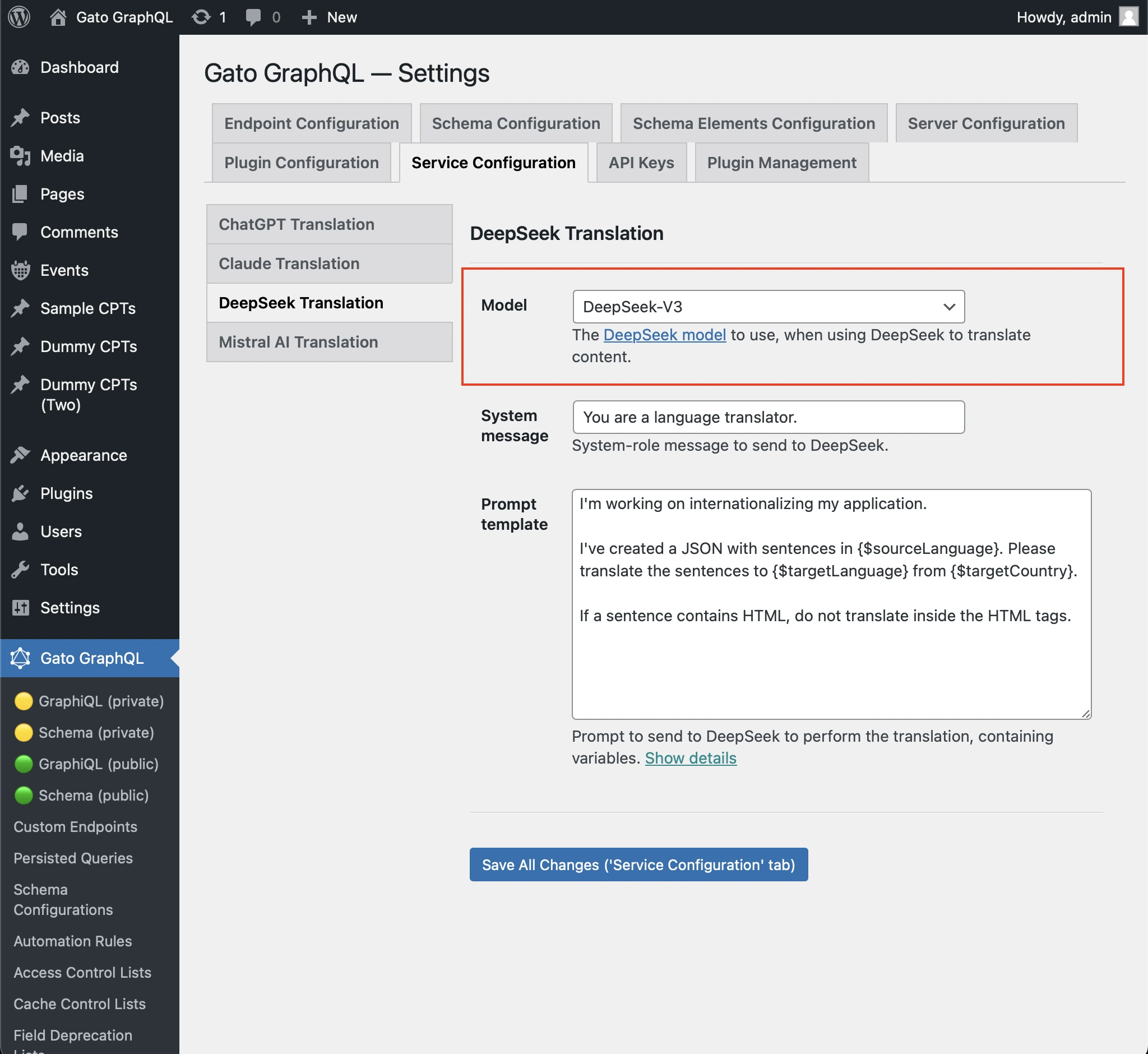 Configurando o modelo do DeepSeek