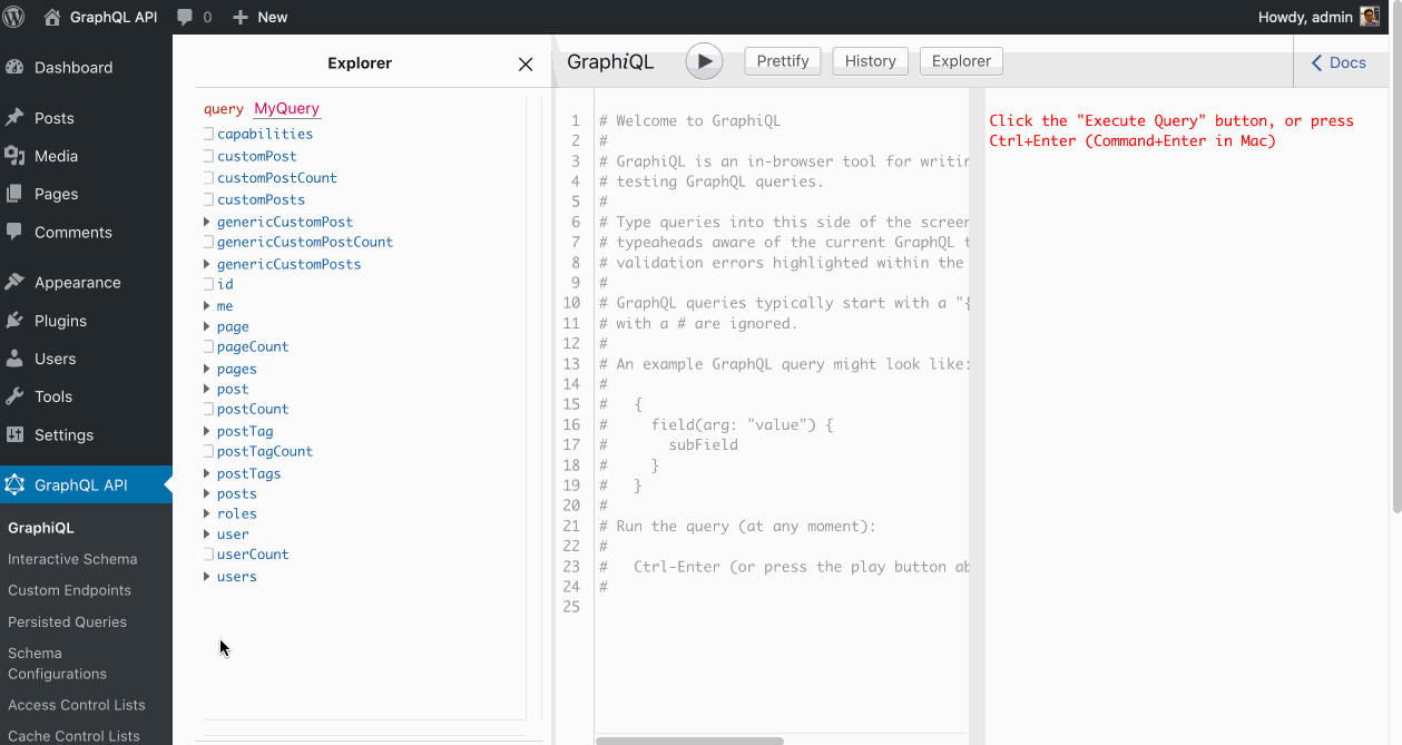 Executando uma query via GraphiQL Executando uma query via GraphiQL