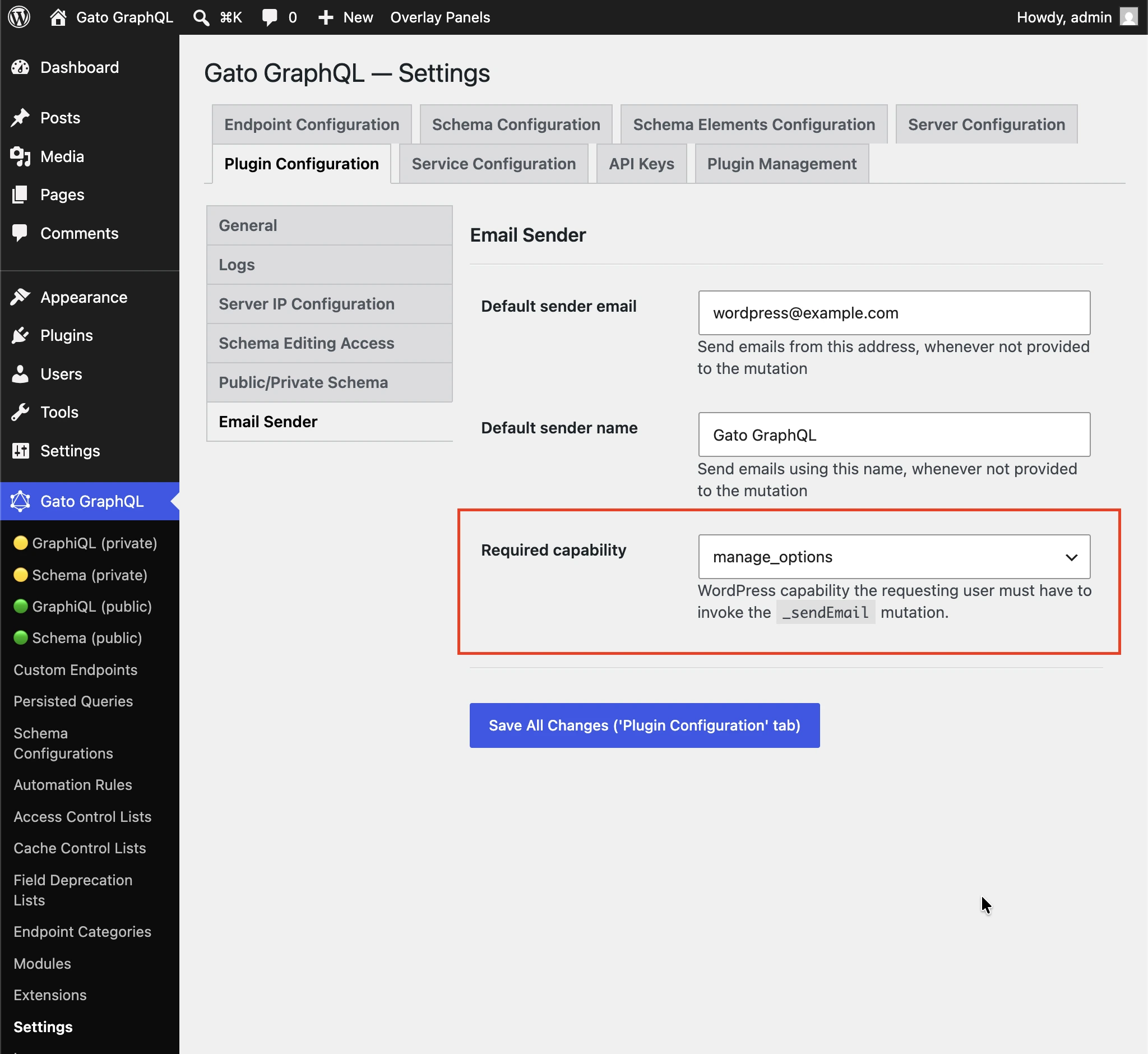 Configurando a capacidade necessária para o Email Sender