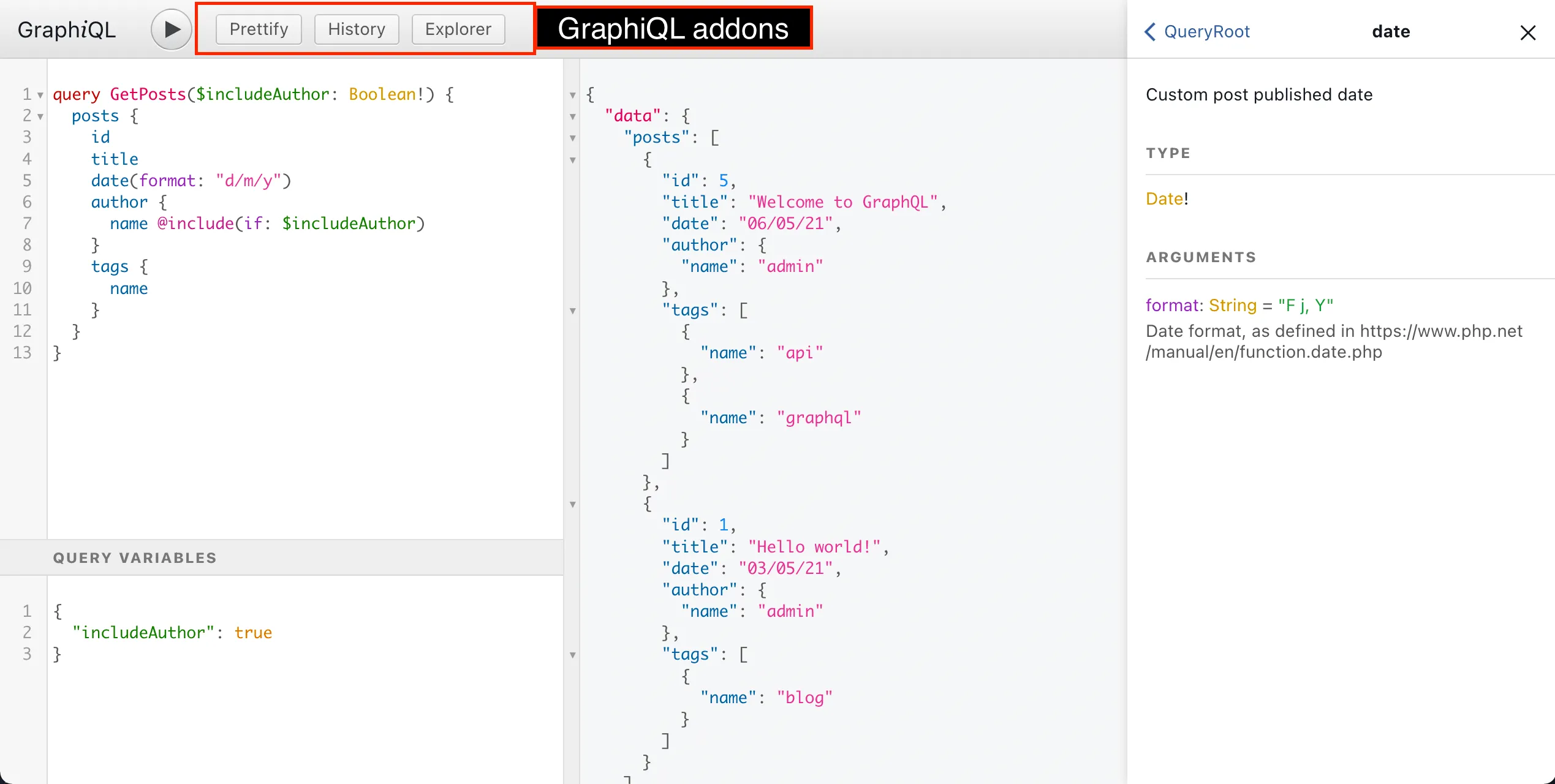 Add-ons do GraphiQL Add-ons do GraphiQL