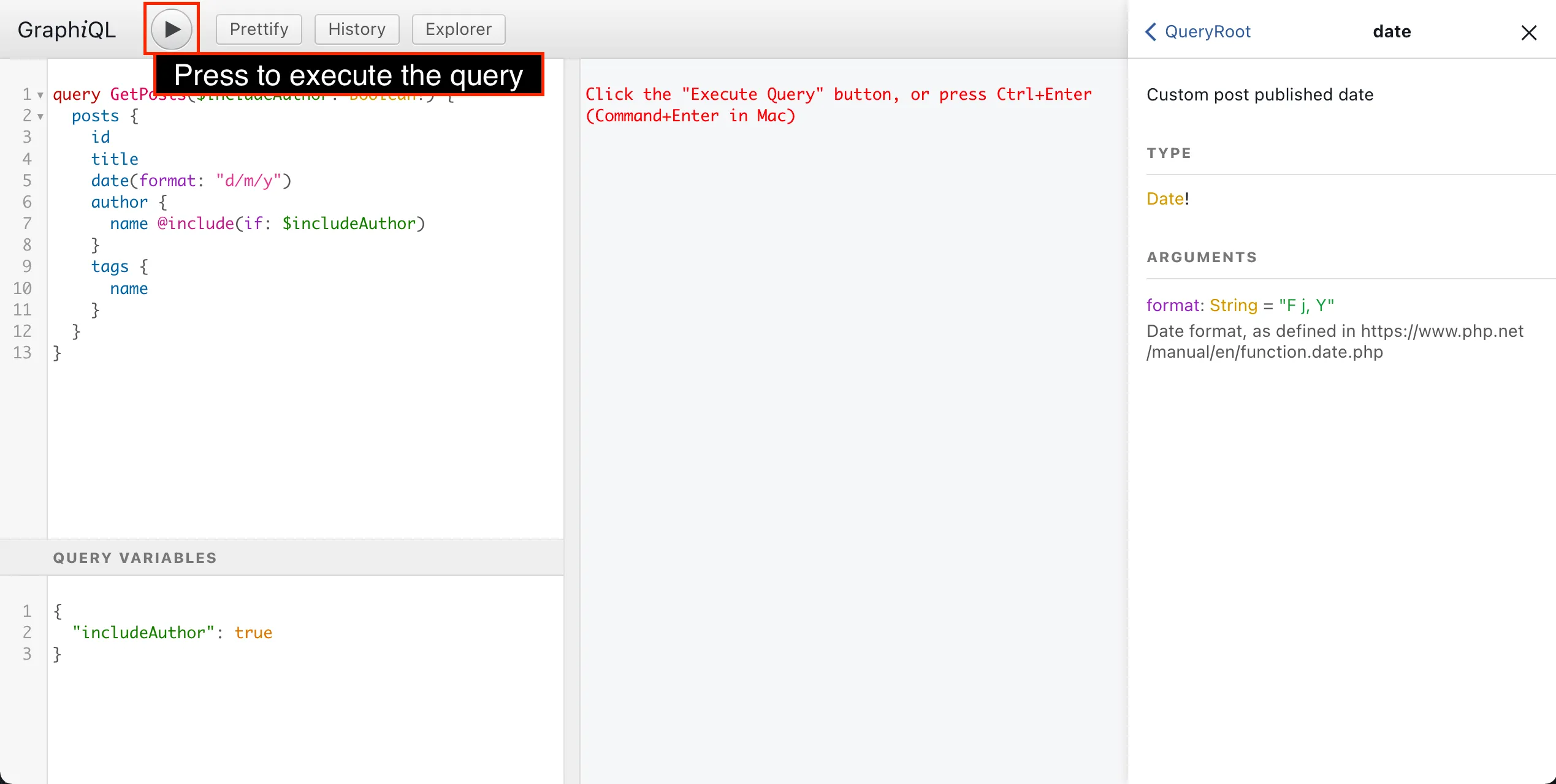 Executando a query GraphQL Executando a query GraphQL