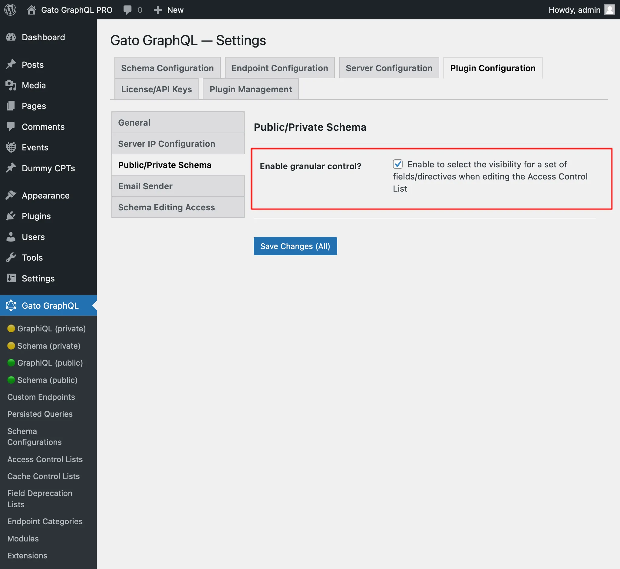 Habilitar controle granular?