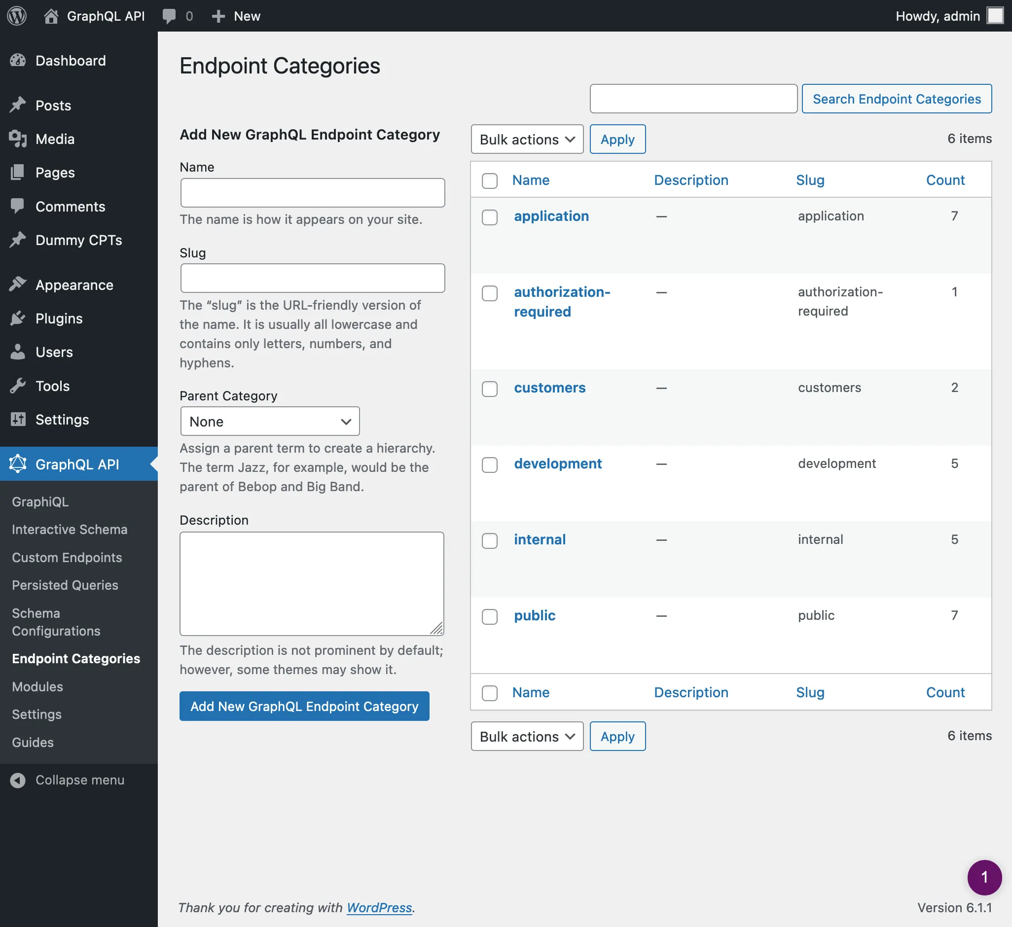 Lista de categorias de endpoints Lista de categorias de endpoints