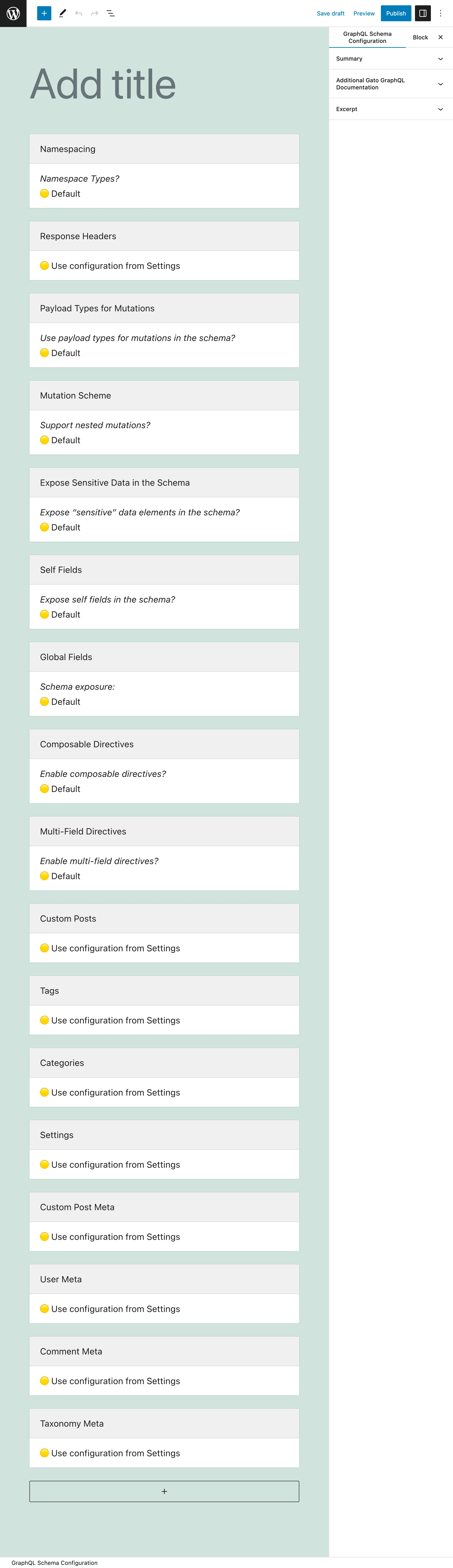 Criar uma nova Configuração de Schema