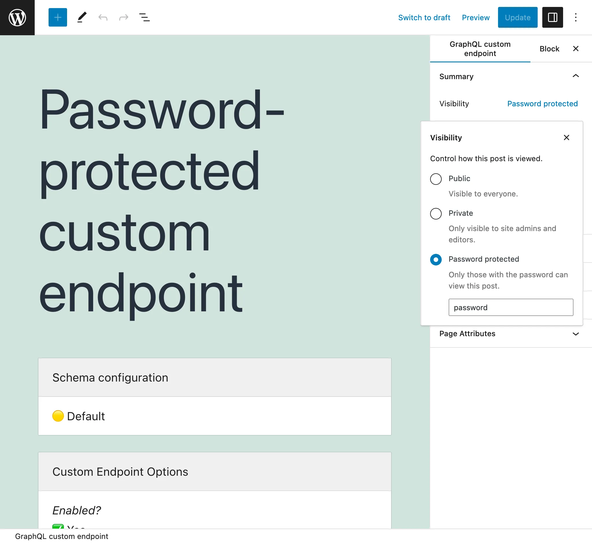 Endpoint personalizado protegido por senha