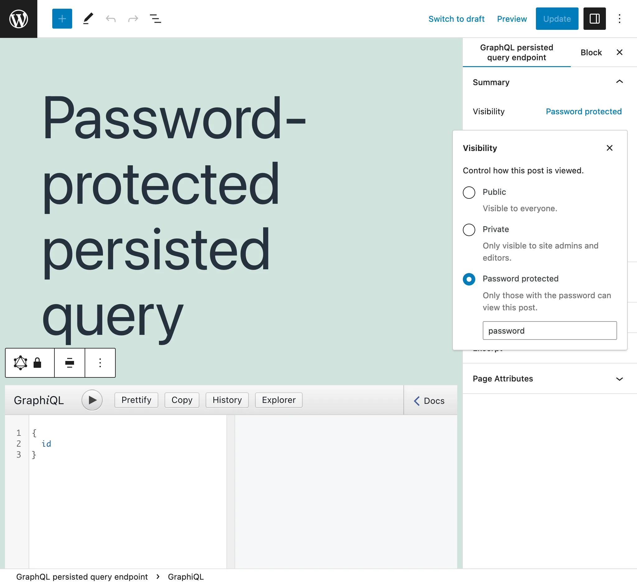 Query Persistida protegida por senha