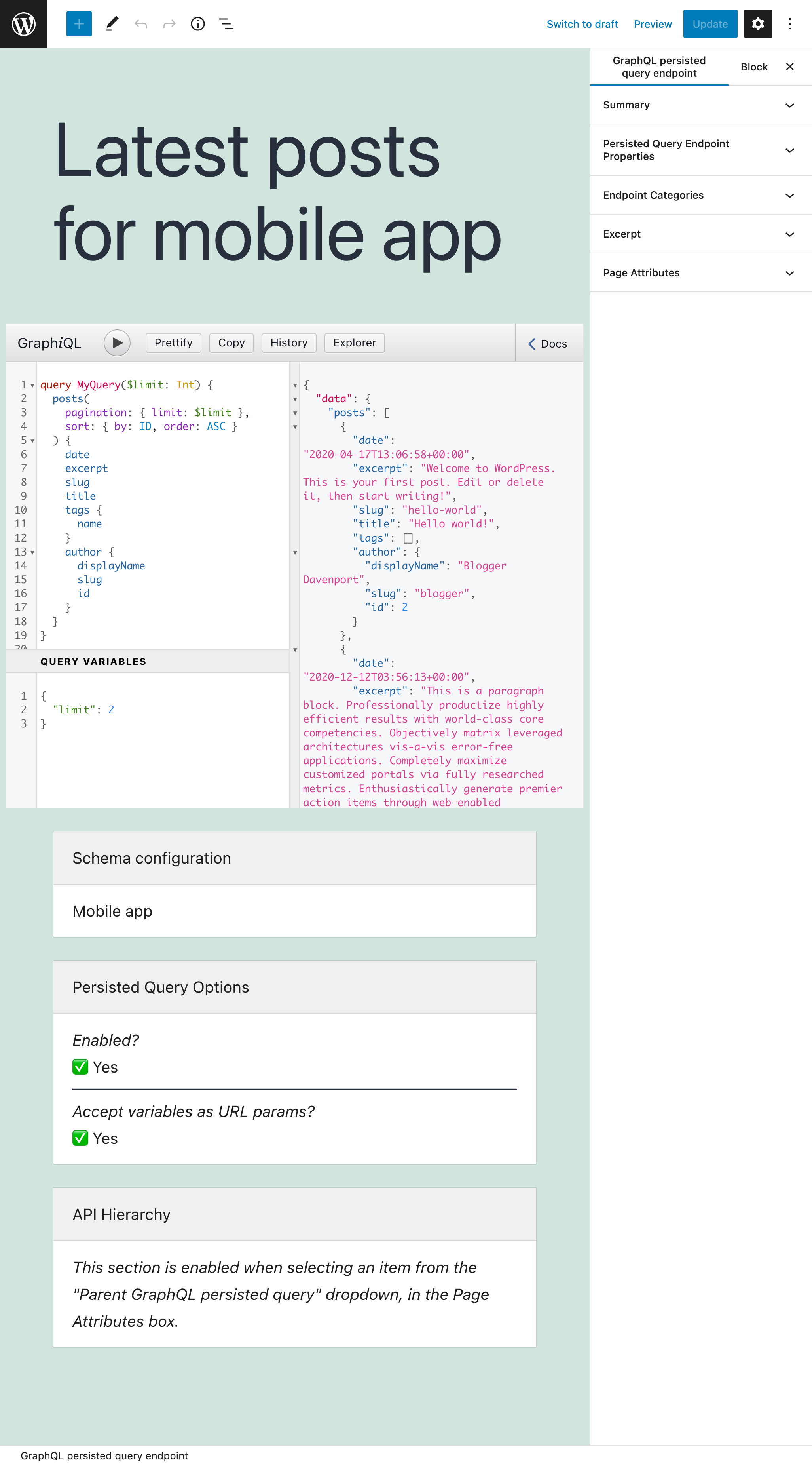 Editor de persisted query