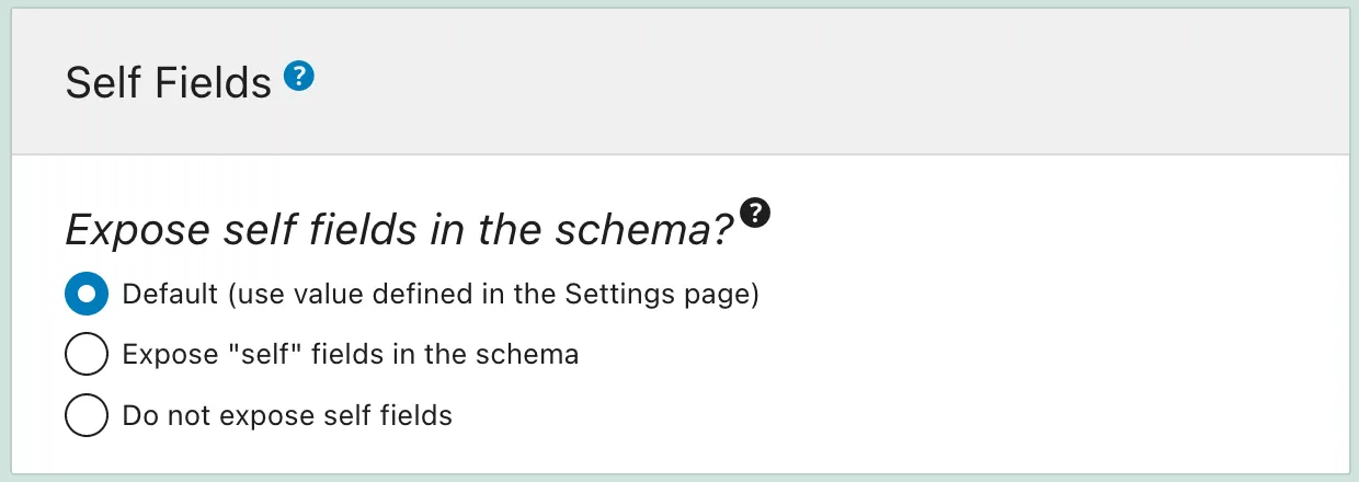 Adicionando campos self ao schema, configurado na Schema configuration Adicionando campos self ao schema, configurado na Schema configuration