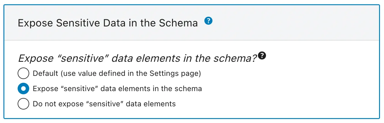 Adicionando elementos de dados sensíveis ao schema, configurado na Schema configuration Adicionando elementos de dados sensíveis ao schema, configurado na Schema configuration