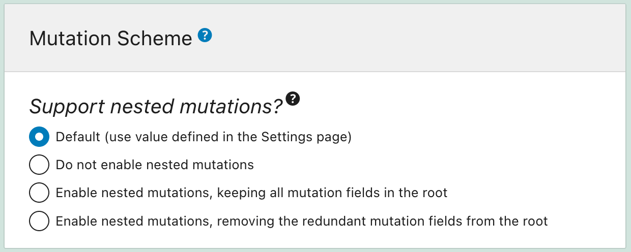 Esquema de mutation na configuração do schema Esquema de mutation na configuração do schema