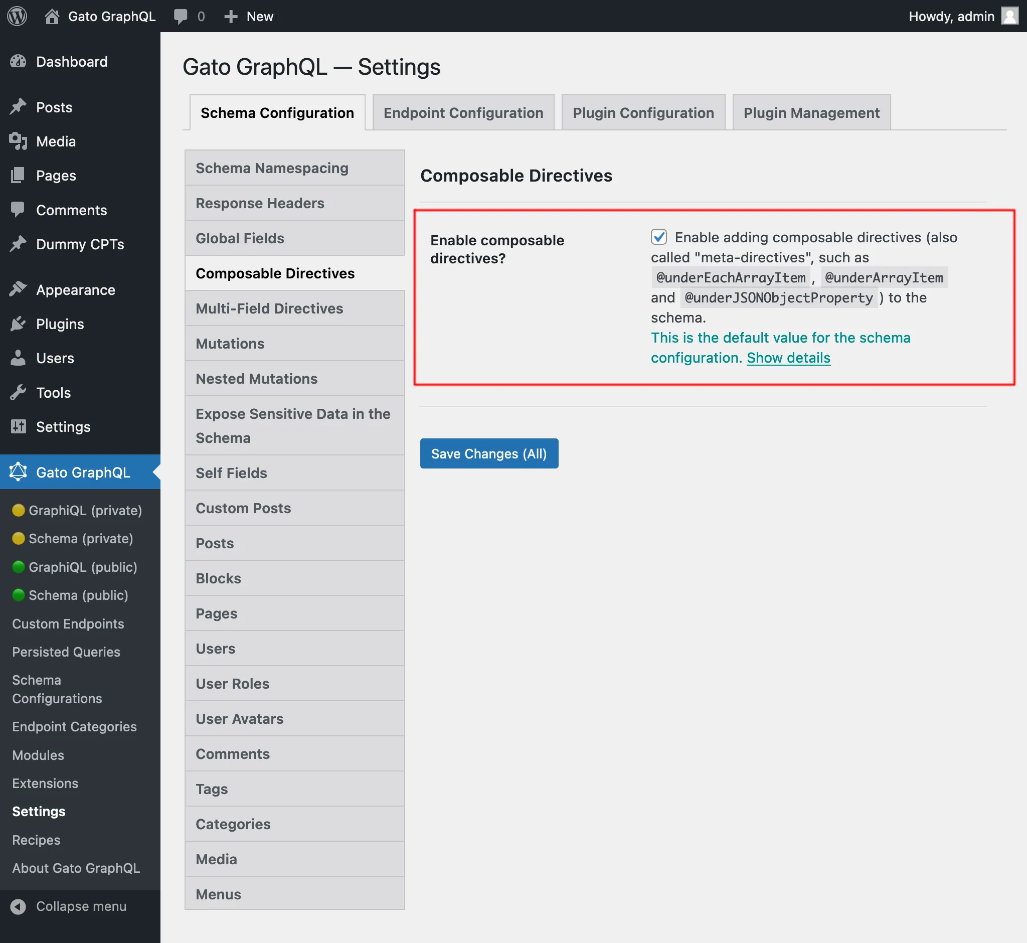 Configurações para Composable Directives