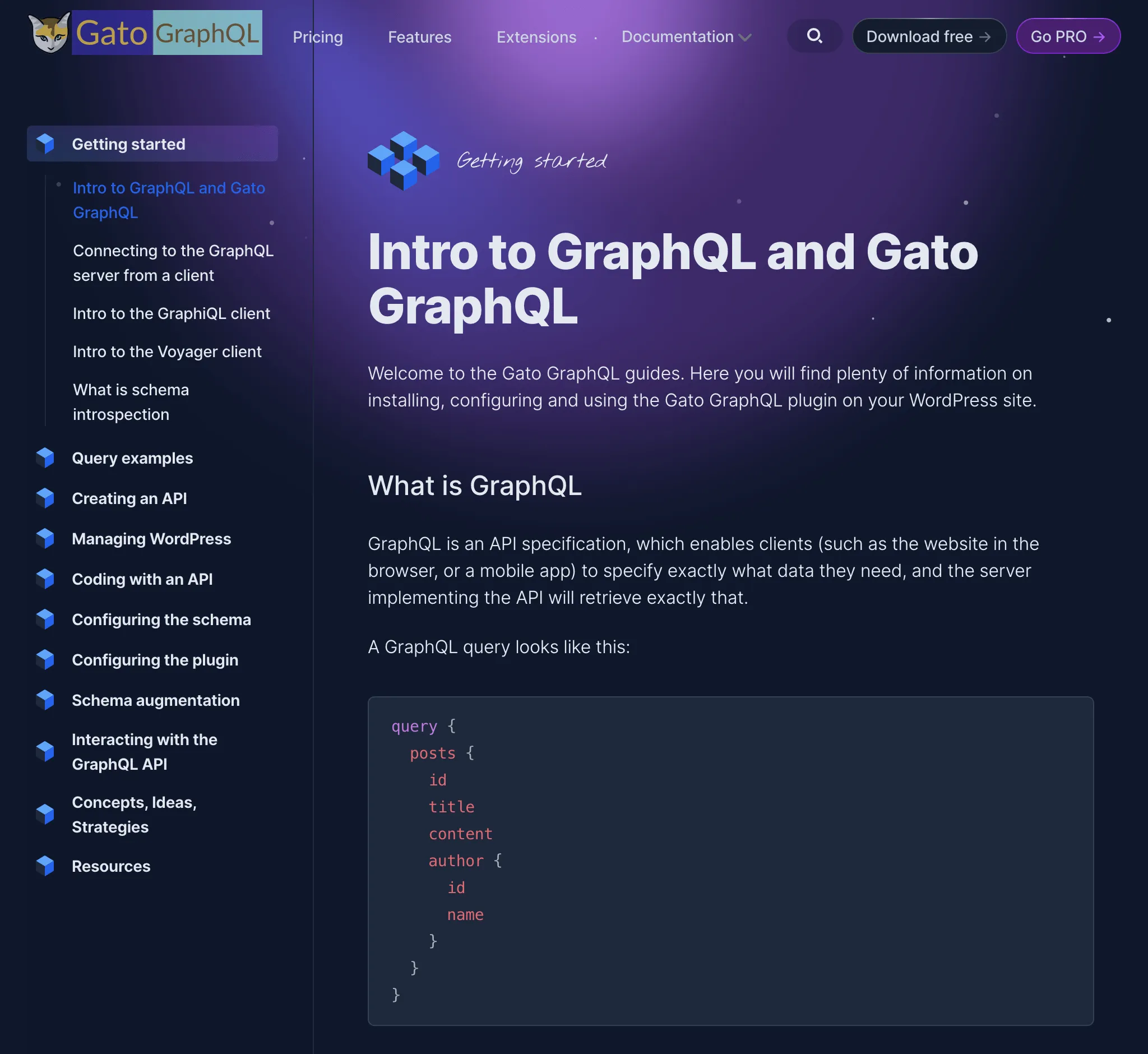 Documentação no novo site do Gato GraphQL