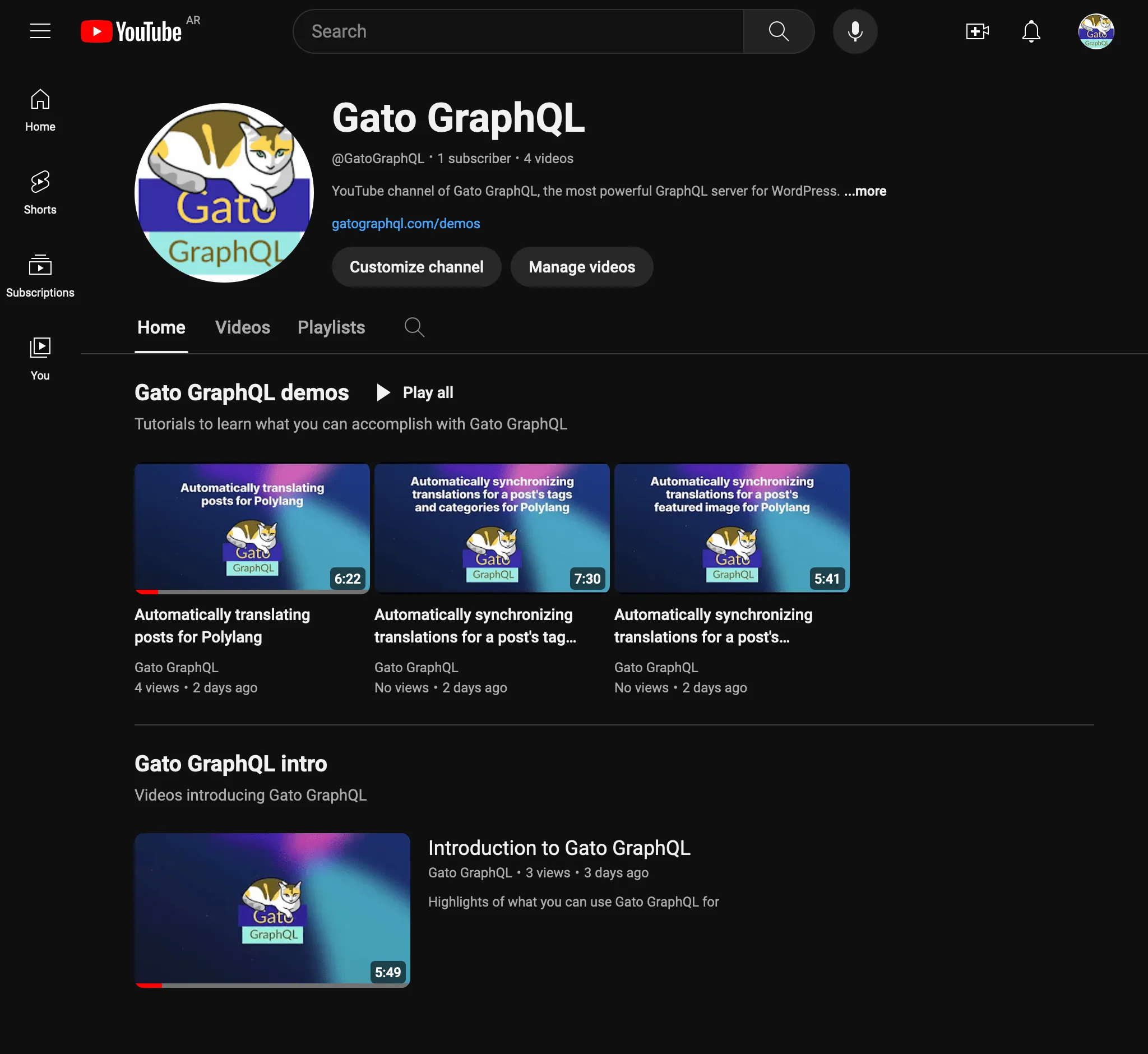 Canal YouTube do Gato GraphQL