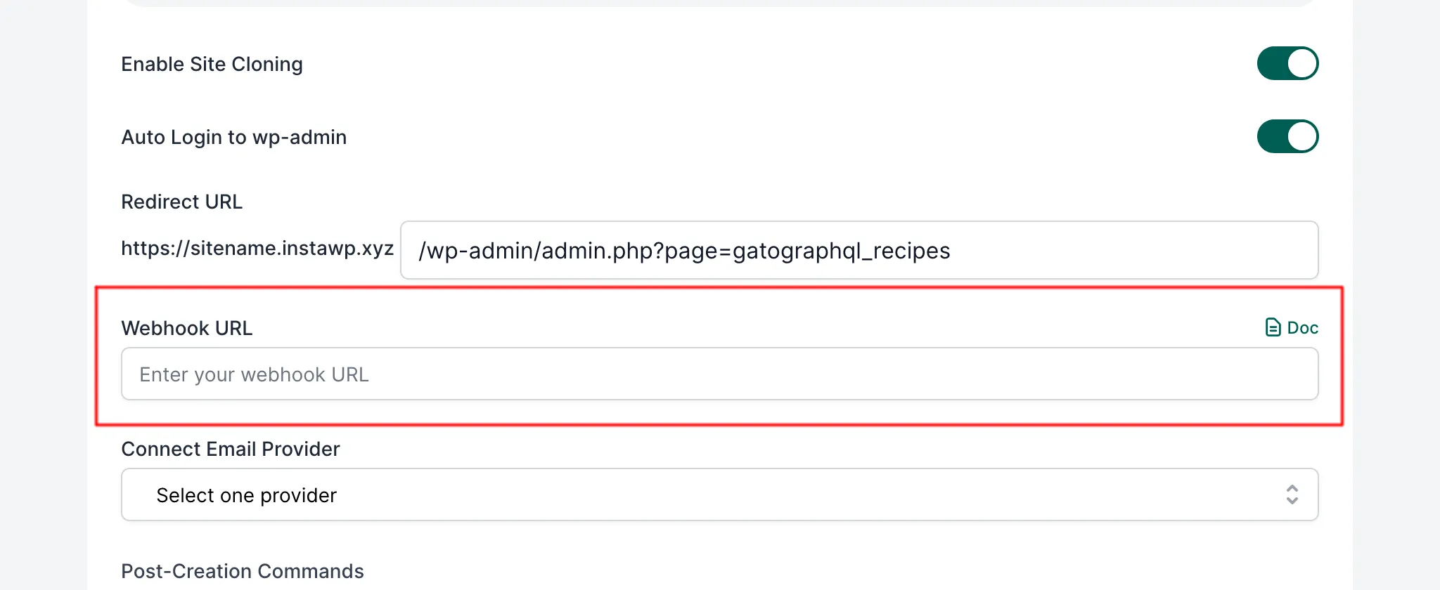 Opções avançadas para templates InstaWP