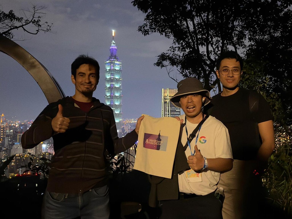 Leo (à esquerda) com amigos em Taipei