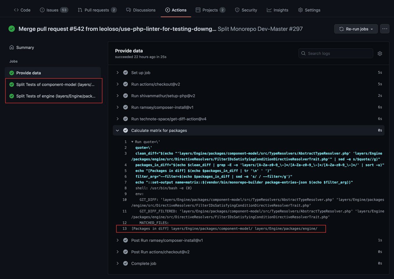 Obtendo a lista de packages modificados Obtendo a lista de packages modificados